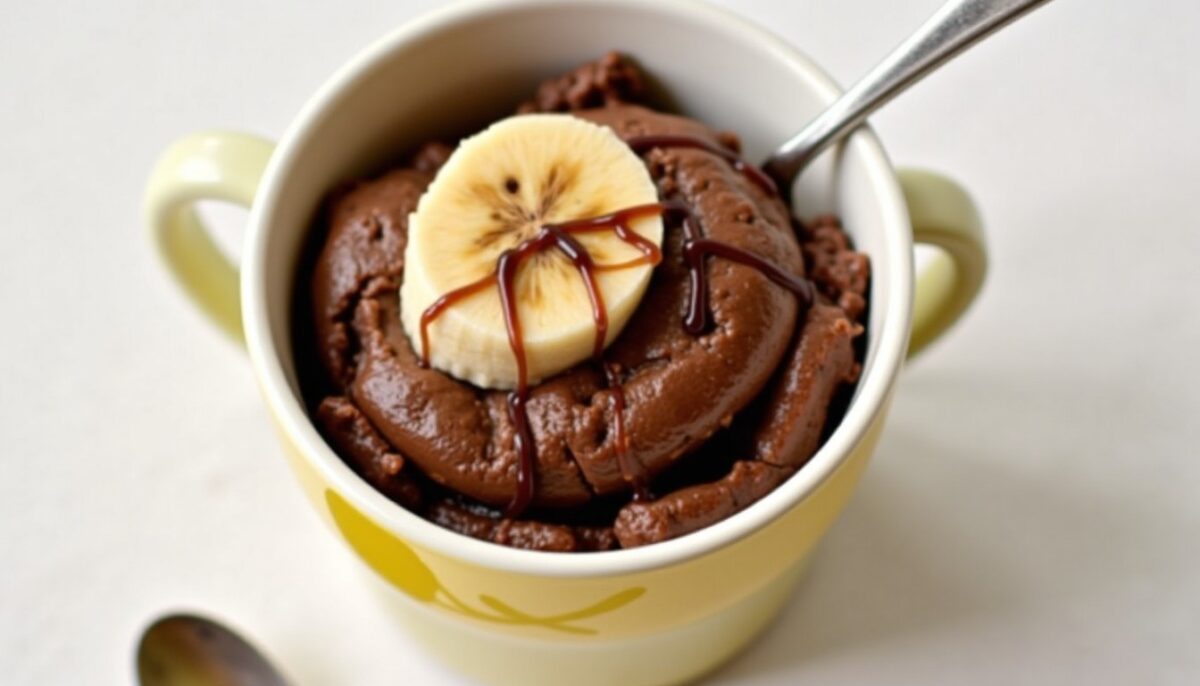 Délice Express : Mug Cake Banane-Chocolat Moelleux au Micro-Ondes